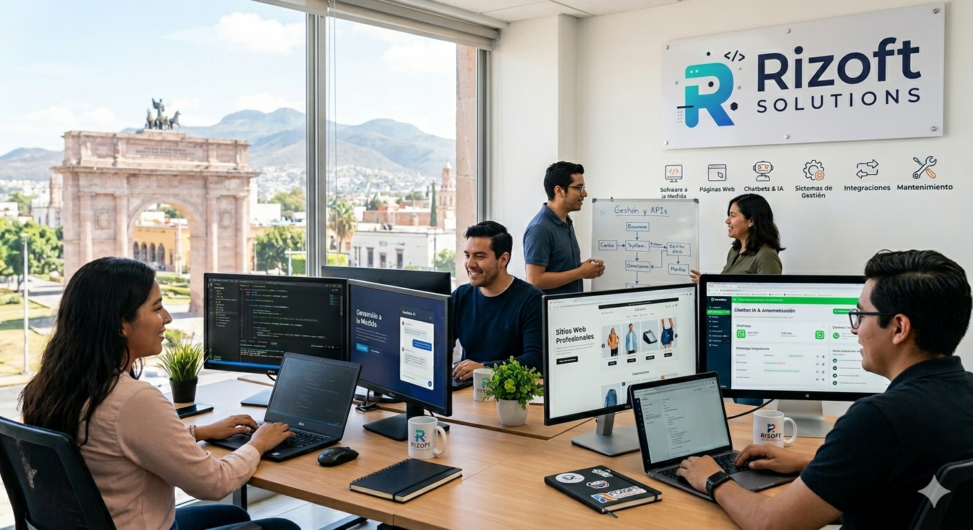Equipo de Rizoft Solutions trabajando en León, Guanajuato